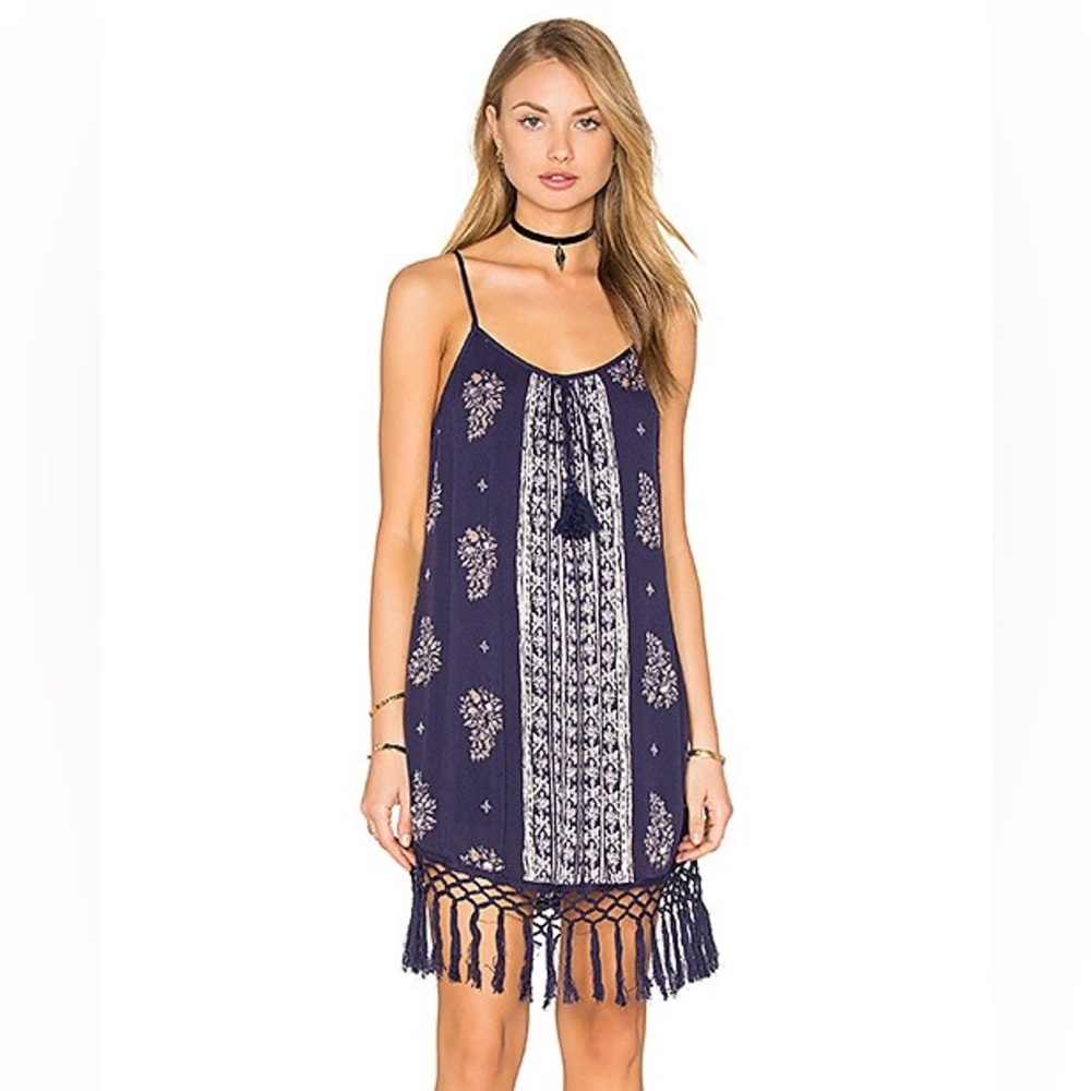 Band of Gypsies | Navy Blue Embroidered Dress | Size XS